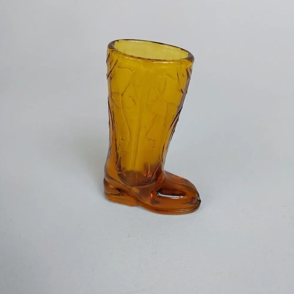 Glass Cowboy Boot Shot Glass‎ Amber